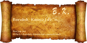 Bendek Kasszián névjegykártya